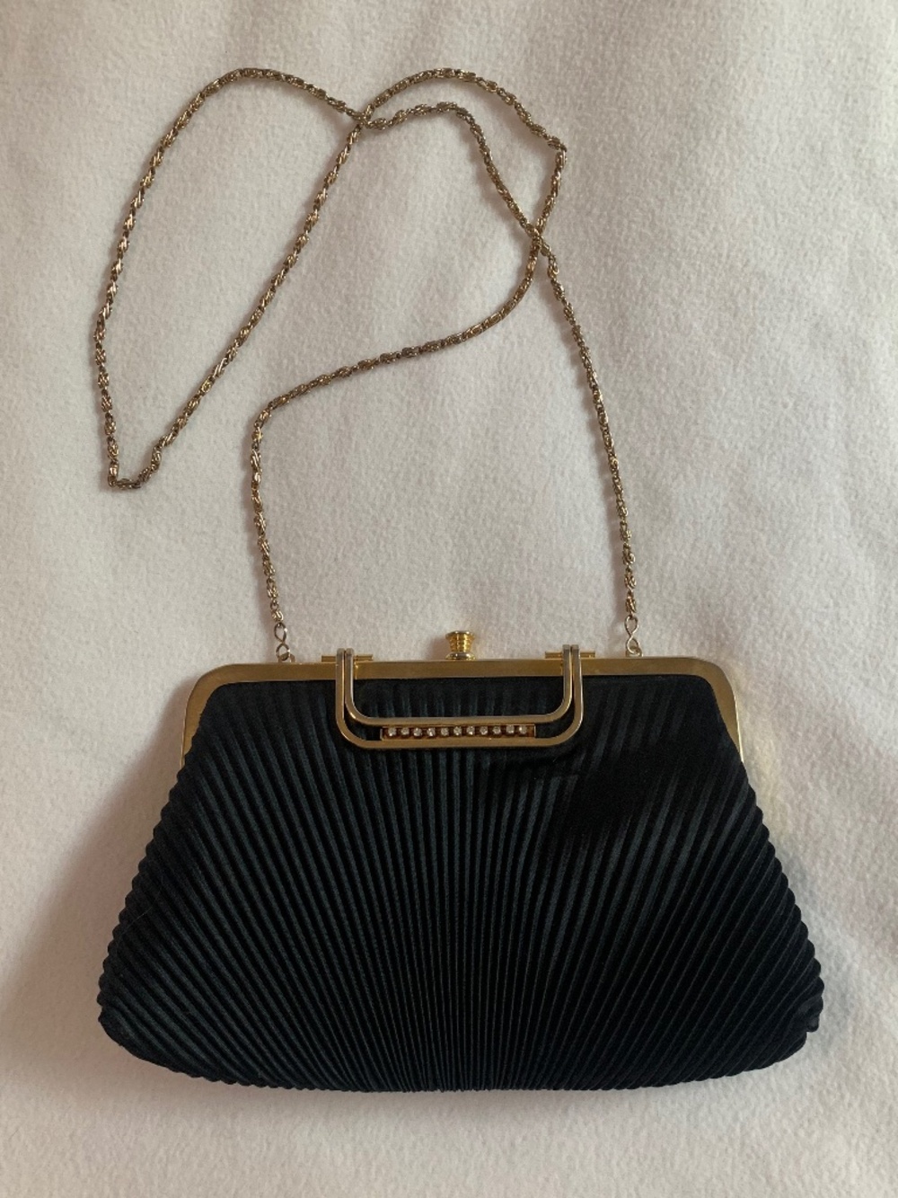 Vintage Carlo Fellini Black Satin Evening Bag